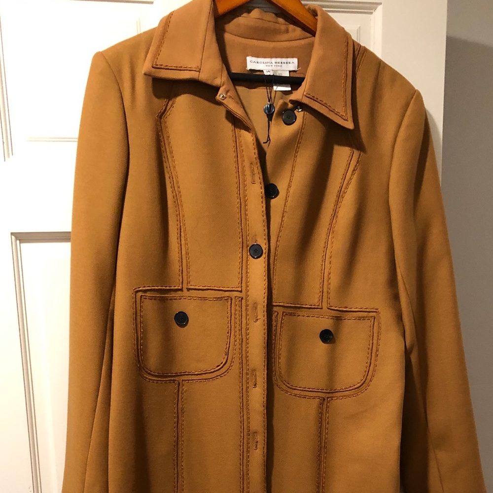 Carolina Herrera Wool Full Length Tan Overcoat -14